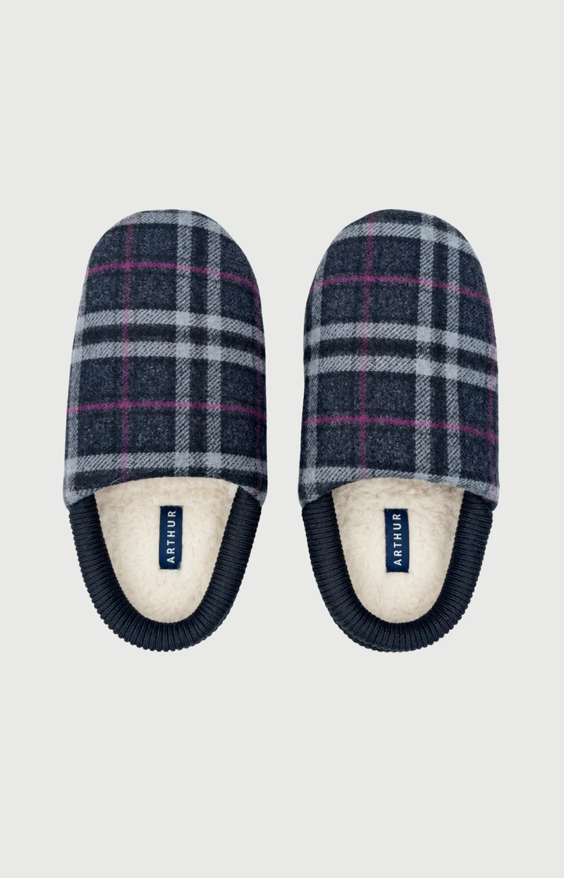 Chaussons en cuir et laine - Minuit