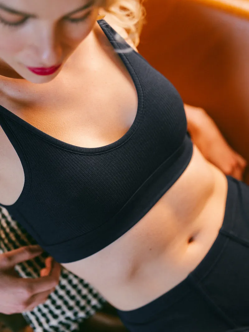Brassière côtelée réglable