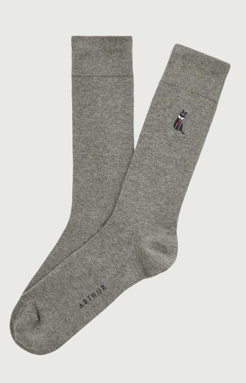 Chaussettes brodées en coton - Cat sup