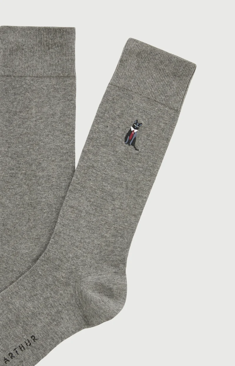 Chaussettes brodées en coton - Cat sup