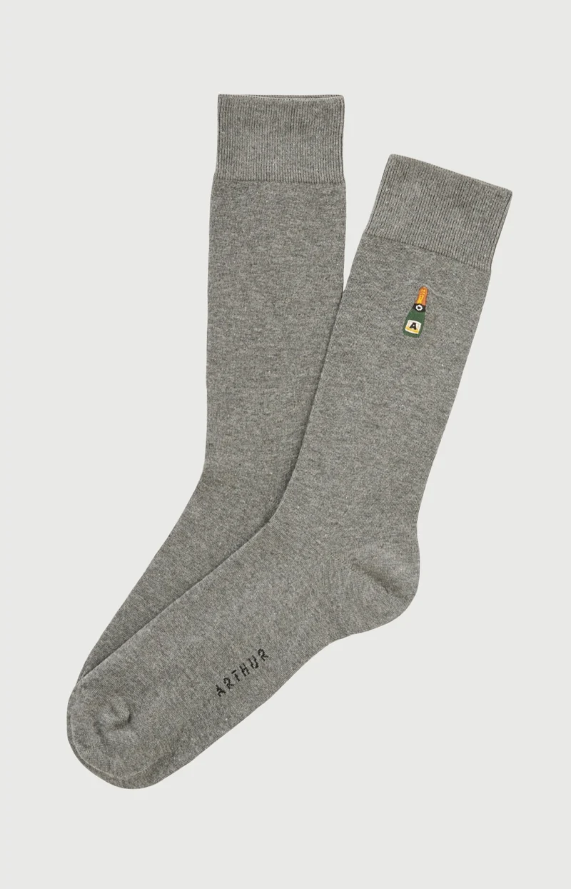 Chaussettes brodées en coton - Champagne