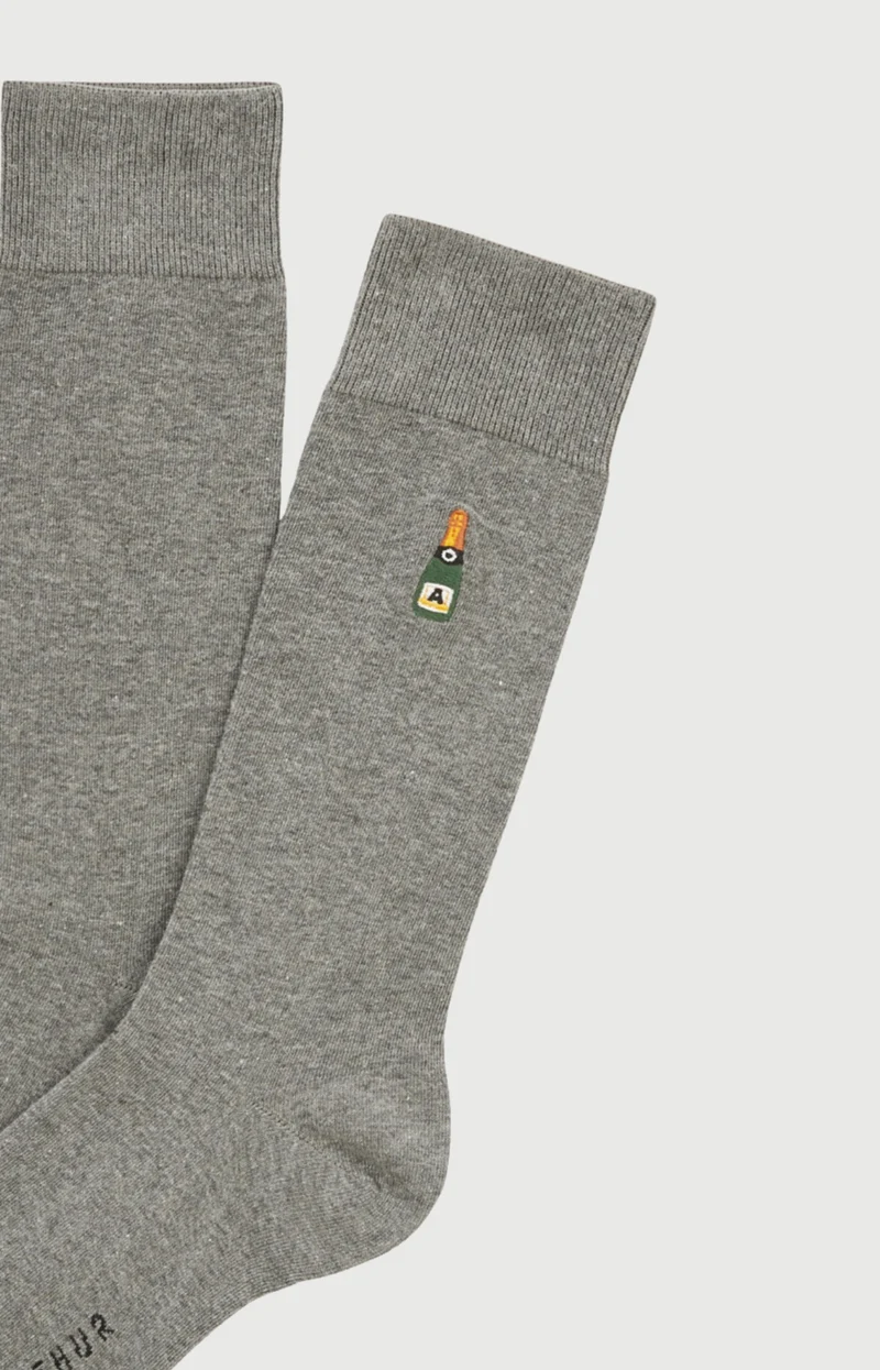 Chaussettes brodées en coton - Champagne