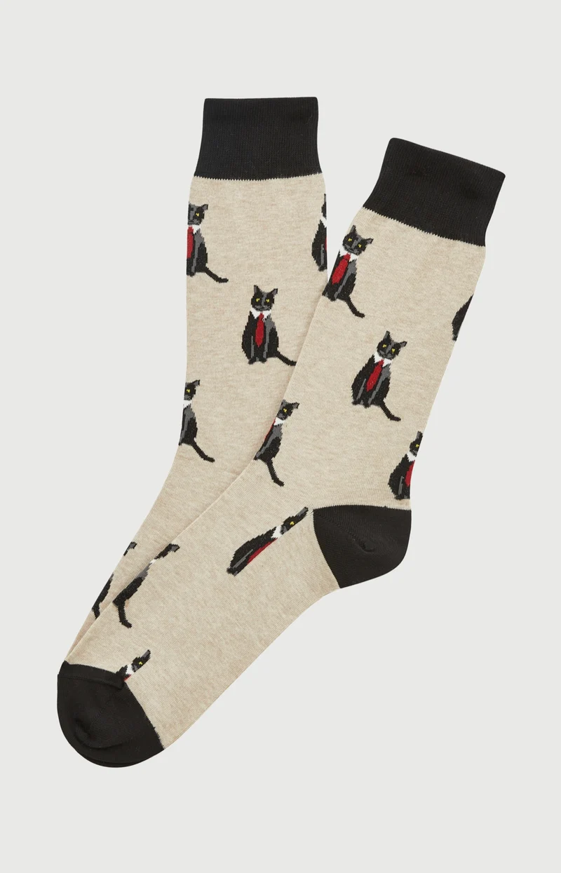 Chaussettes en coton - Cat sup Beige