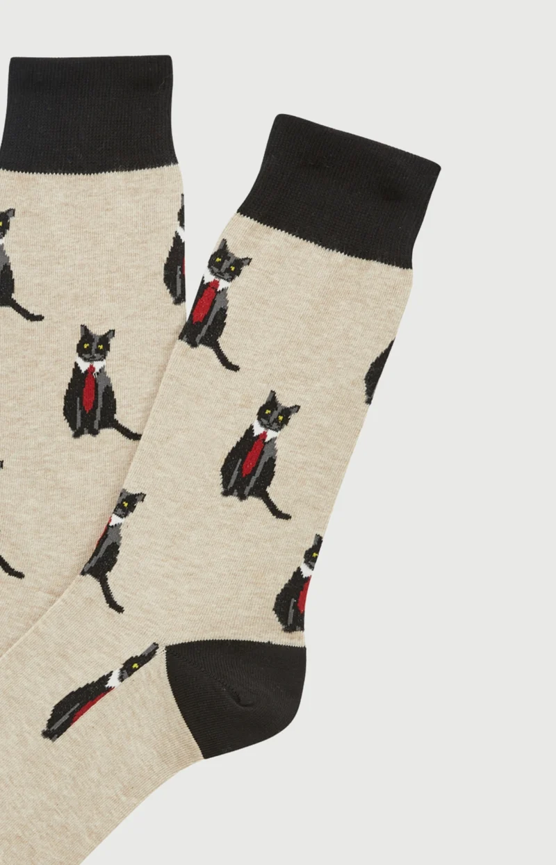 Chaussettes en coton - Cat sup Beige