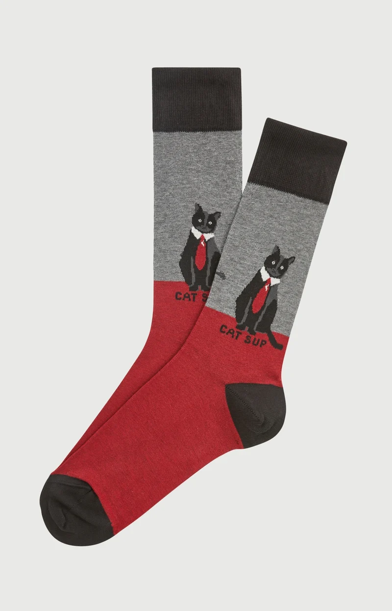 Chaussettes en coton - Cat sup Gris