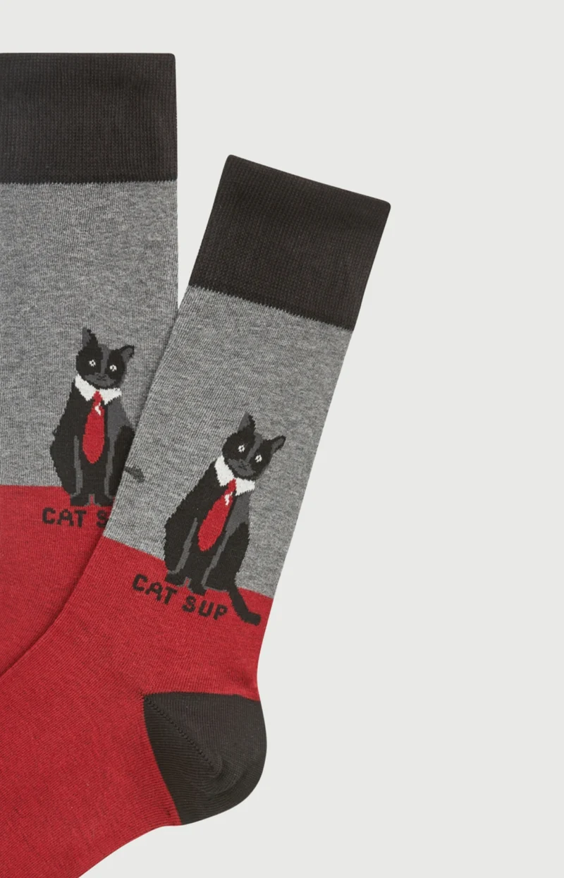 Chaussettes en coton - Cat sup Gris