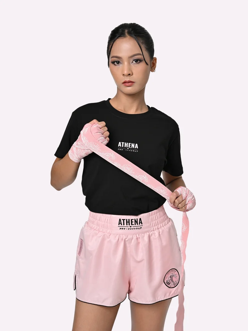 ATHENA FIGHTWEAR RYOKO MUAY THAI SHORTS (PINK/BLACK)