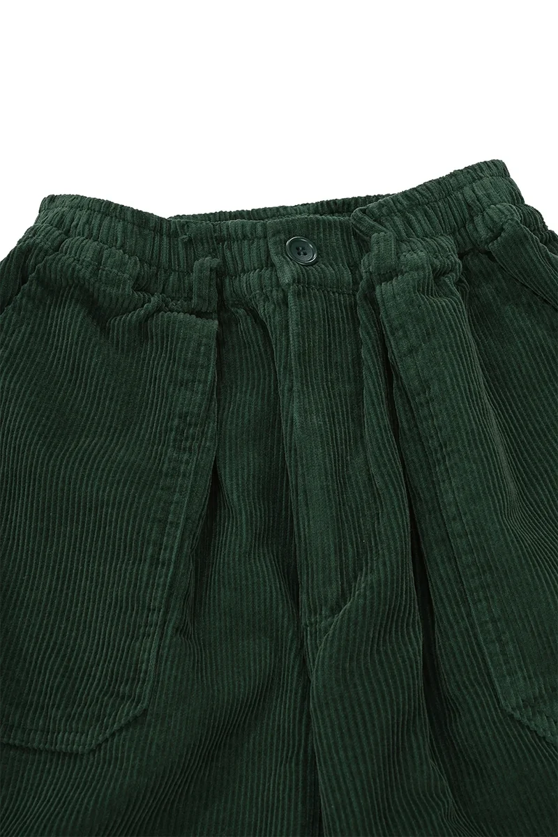 One Tuck Fatigue Corduroy Pants - Forest