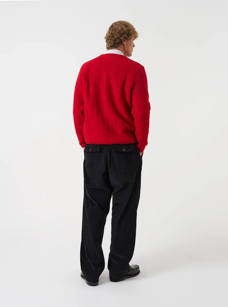 Wool Fleece Cardigan - Scarlet