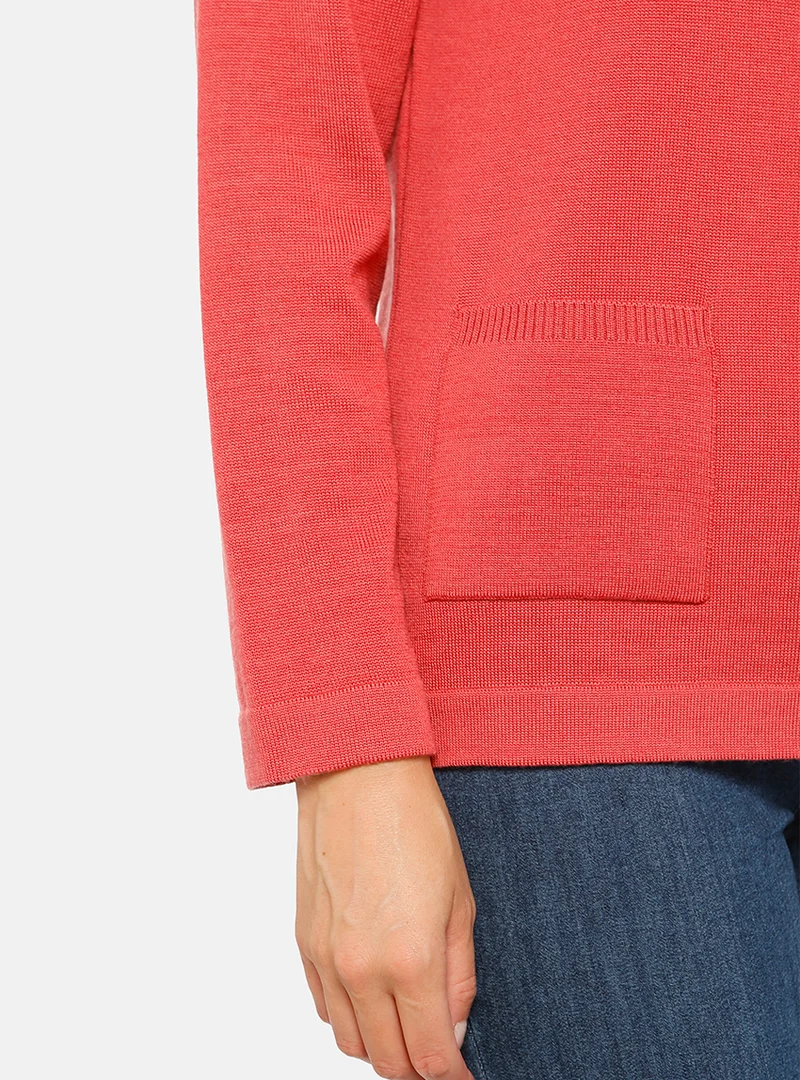 Gilet femme en laine merinos rouge tendre