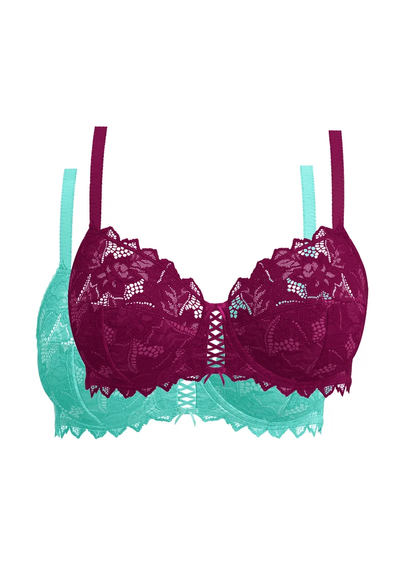 Lot de 2 soutiens-gorge Duo Arum Magenta Pourpre et Vert Aquifère