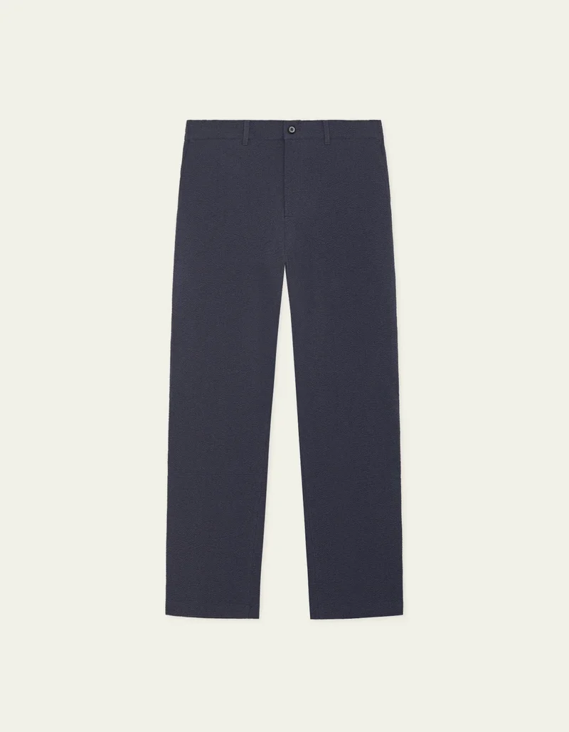 Les Deux Seersucker Suit Pants Dark Navy Blue