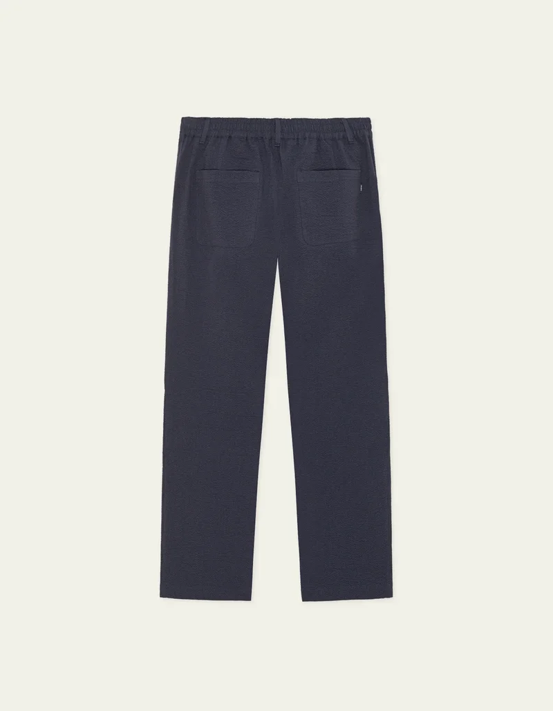 Les Deux Seersucker Suit Pants Dark Navy Blue