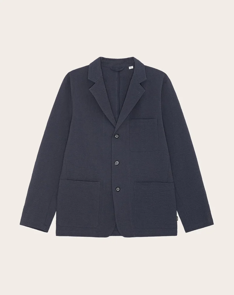 Les Deux Seersucker Blazer Dark Navy