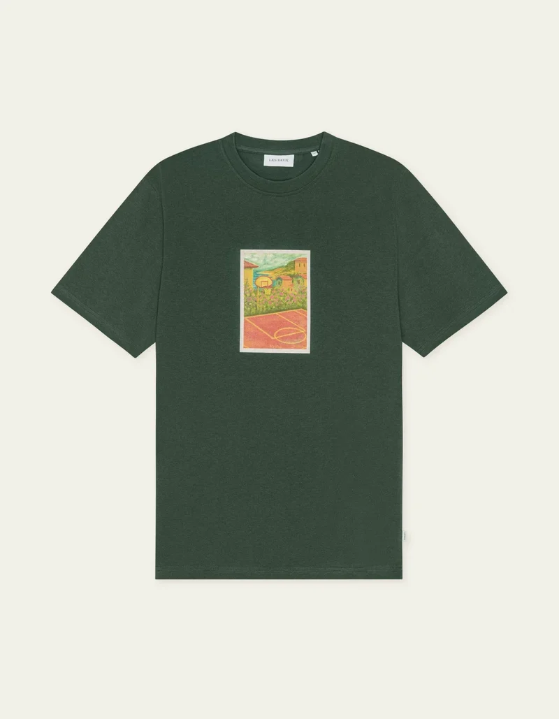 Les Deux Court T-Shirt Pine Green