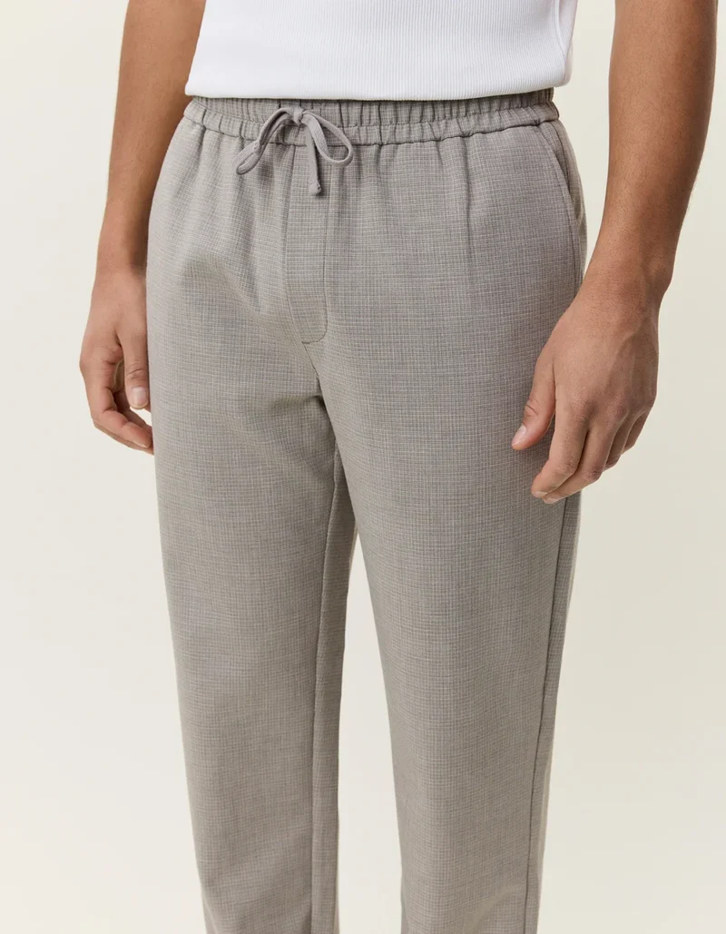 Les Deux Mini Check Drawstring Pants Bungee Cord Brown