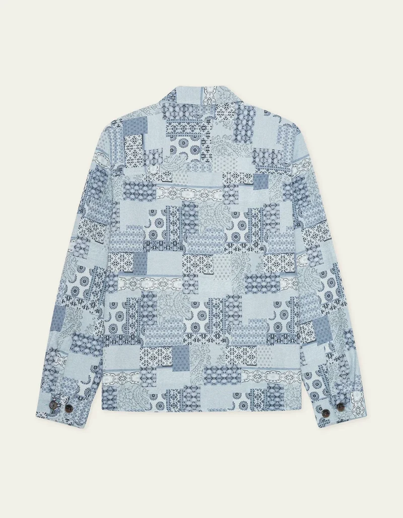 Les Deux Patchwork Jacquard Overshirt Skyway Blue