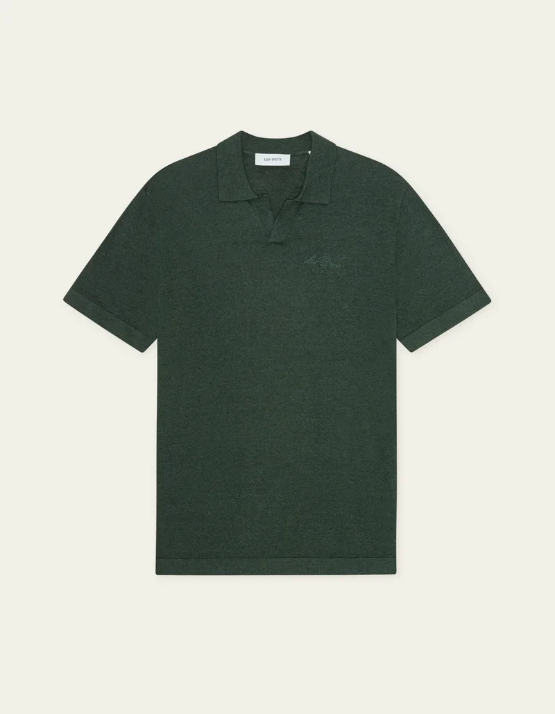 Les Deux Signature Knit Polo Pine Green