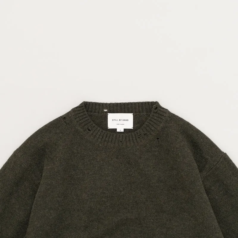 Still by Hand - Punched shetland sweater - Khaki