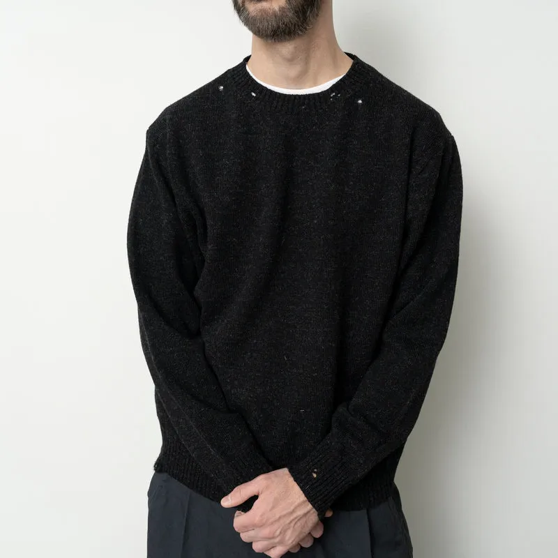 Still by Hand - Punched shetland sweater - Khaki