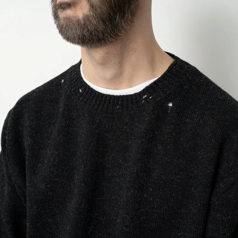 Still by Hand - Punched shetland sweater - Khaki