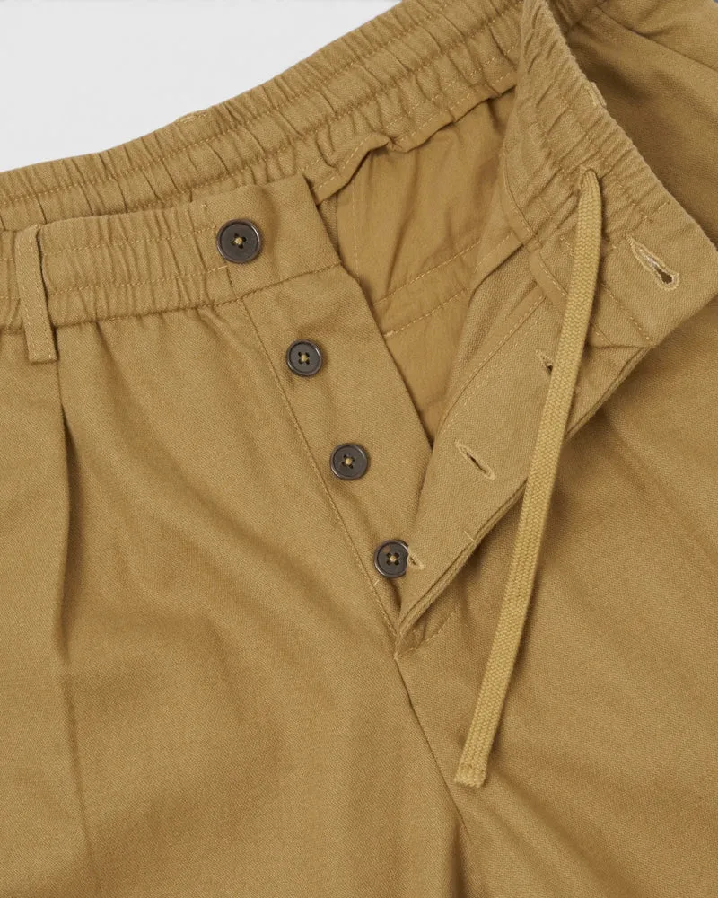 Brushed Moleskin Pleated Track Pant - Sand