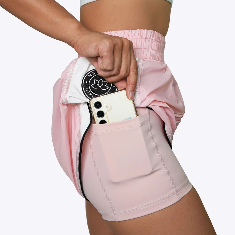 ATHENA FIGHTWEAR ALKE MUAY THAI SHORTS (LIGHT PINK)
