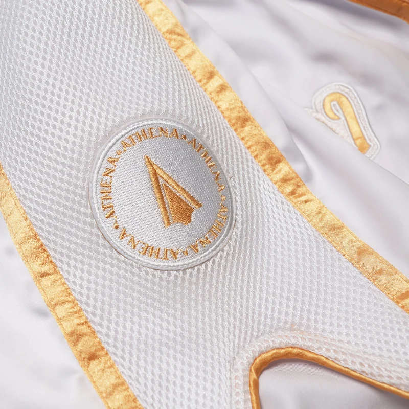 ATHENA FIGHTWEAR ARTEMISIA MUAY THAI SHORTS (WHITE / GOLD)