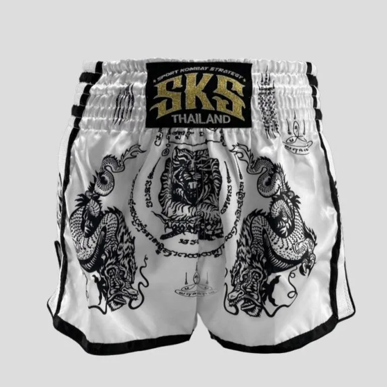 SKS EMPIRE SAKYANT TIGER & DRAGON SHORTS (WHITE)