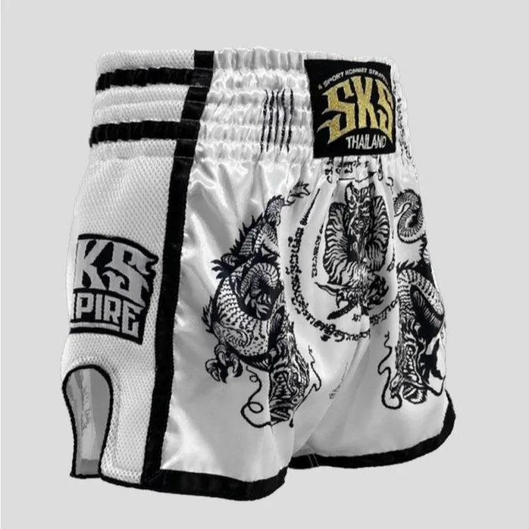 SKS EMPIRE SAKYANT TIGER & DRAGON SHORTS (WHITE)