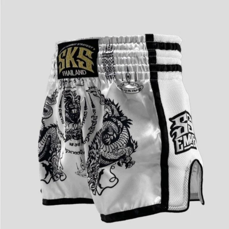 SKS EMPIRE SAKYANT TIGER & DRAGON SHORTS (WHITE)