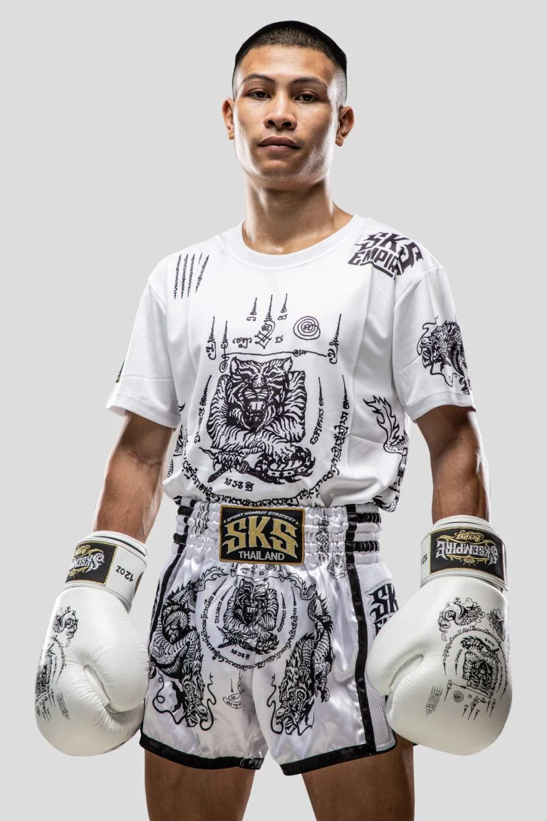 SKS EMPIRE SAKYANT TIGER & DRAGON SHORTS (WHITE)