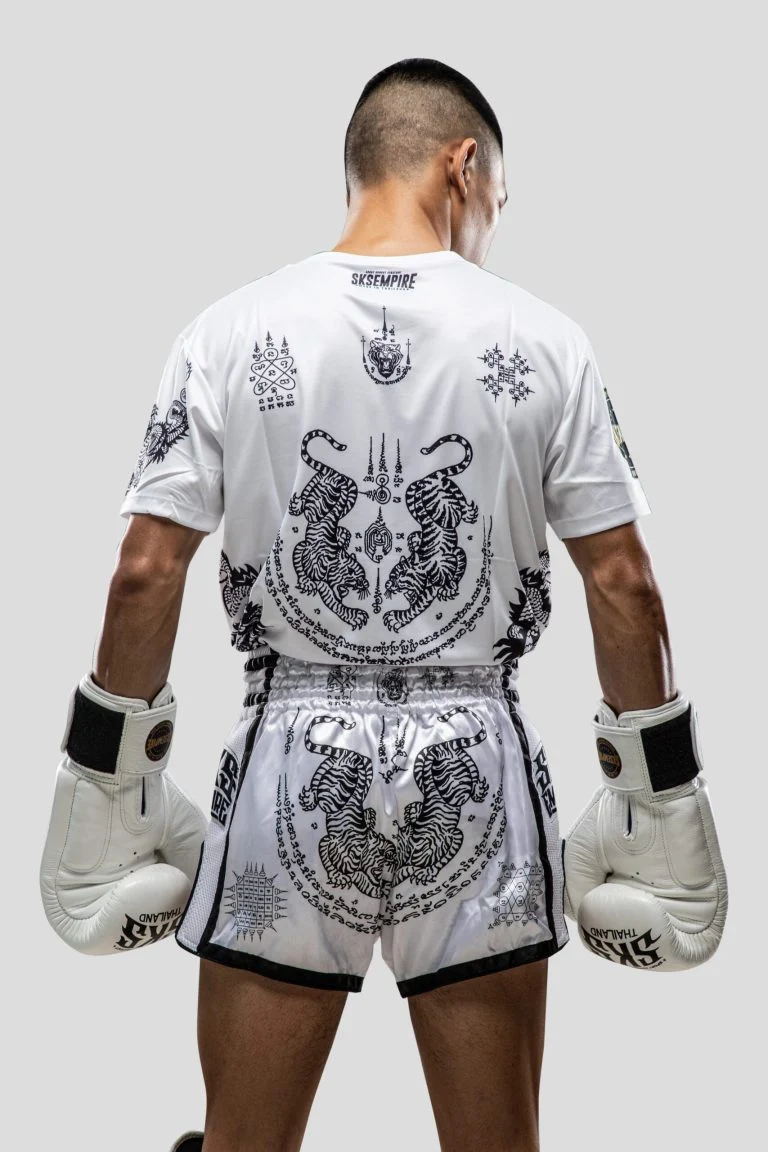 SKS EMPIRE SAKYANT TIGER & DRAGON SHORTS (WHITE)