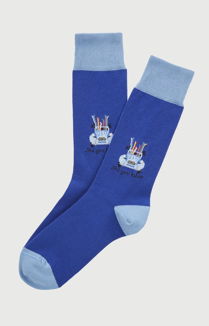 Chaussettes en coton - Ski You Later Bleu