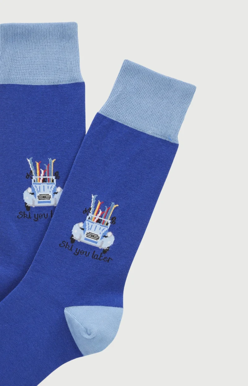 Chaussettes en coton - Ski You Later Bleu