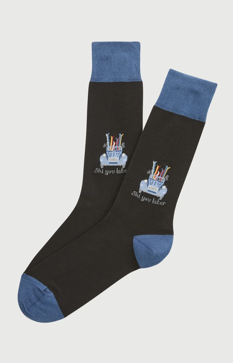 Chaussettes en coton - Ski You Later Noir