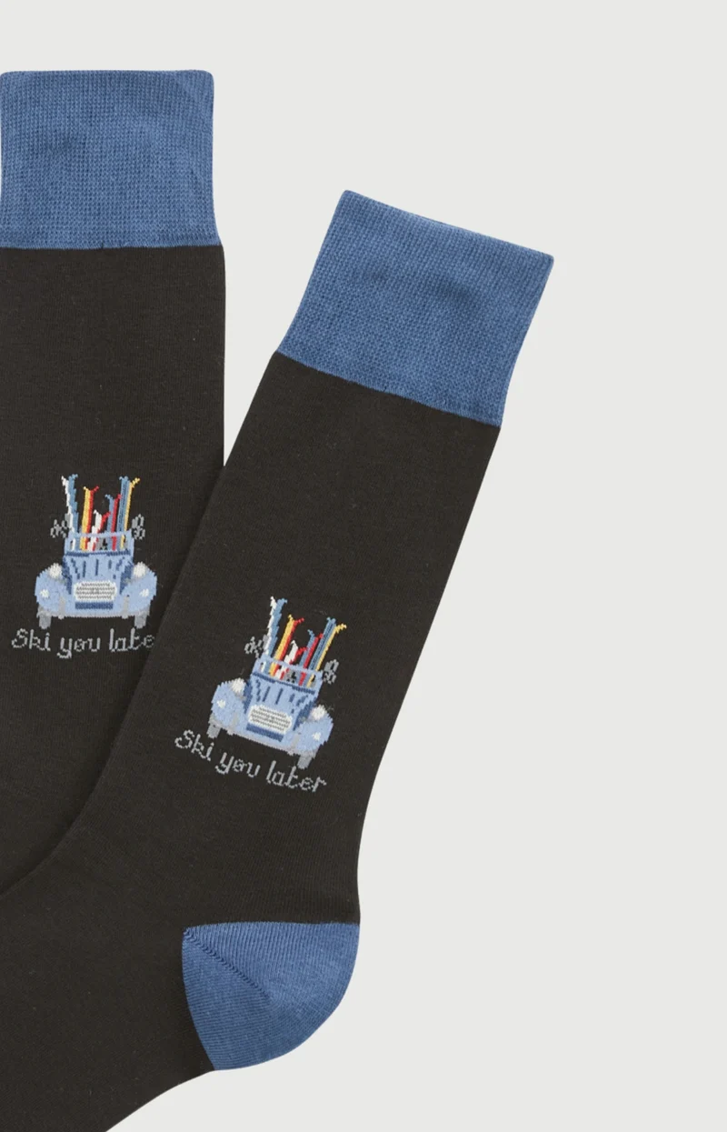 Chaussettes en coton - Ski You Later Noir