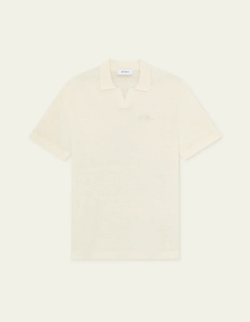 Les Deux Signature Knit Polo Eggnog White