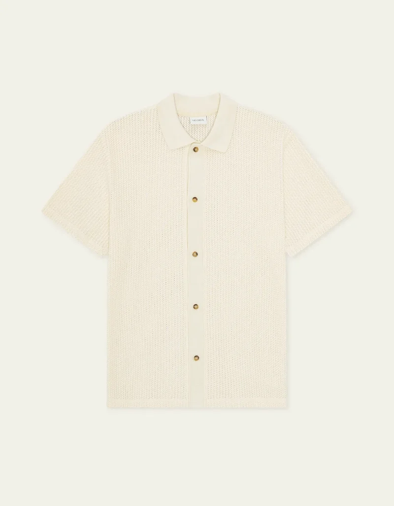 Les Deux Pointelle SS Shirt Eggnog White