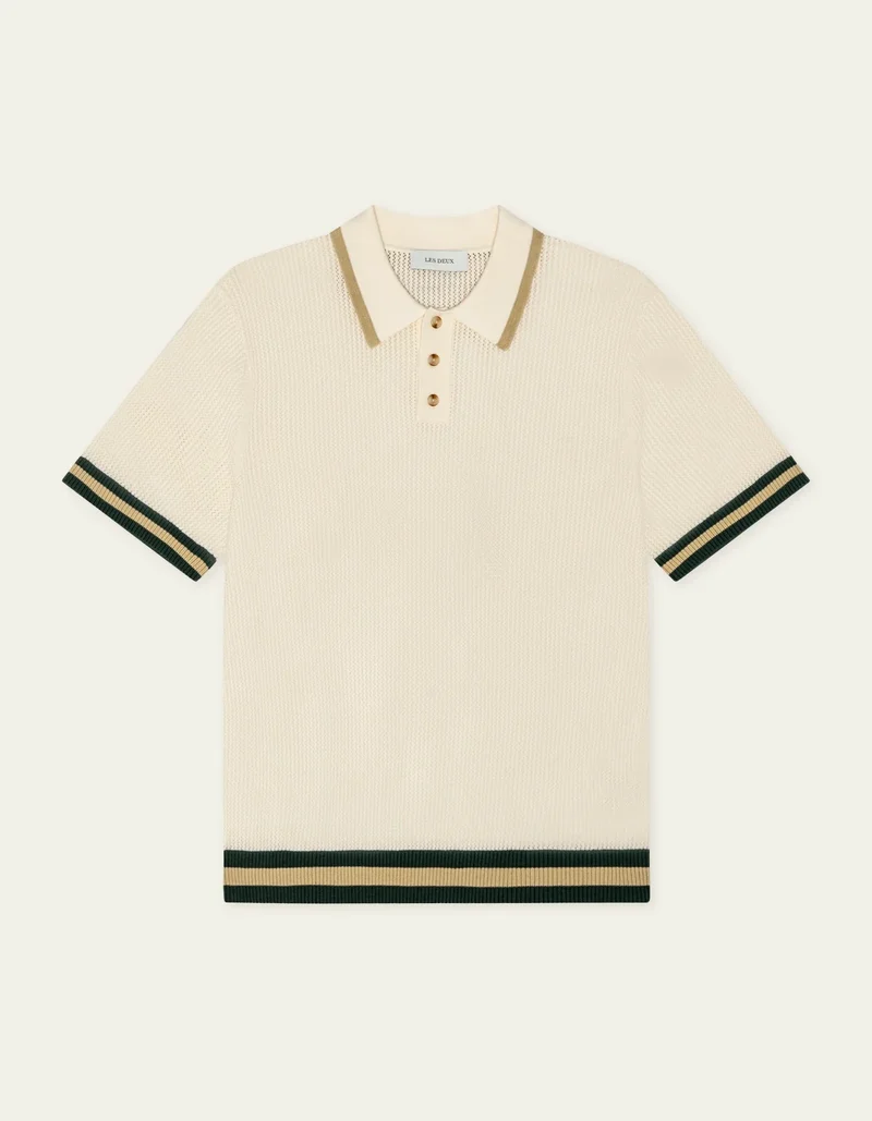 Les Deux Lace Knitted Polo Eggnog White