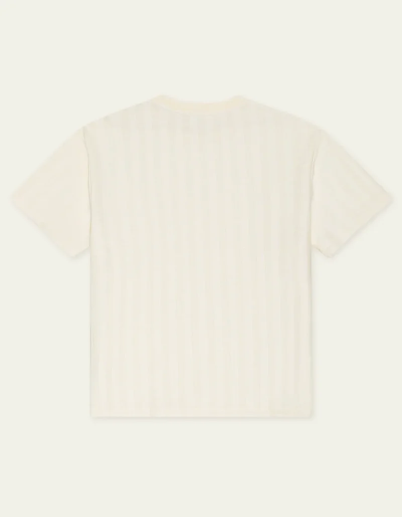 Les Deux Stripe Jacquard T-Shirt Eggnog White