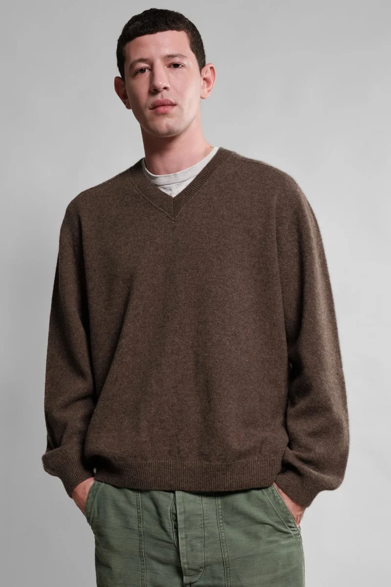 Nitto Knitwear PULL COL V ARMEN MOCHA