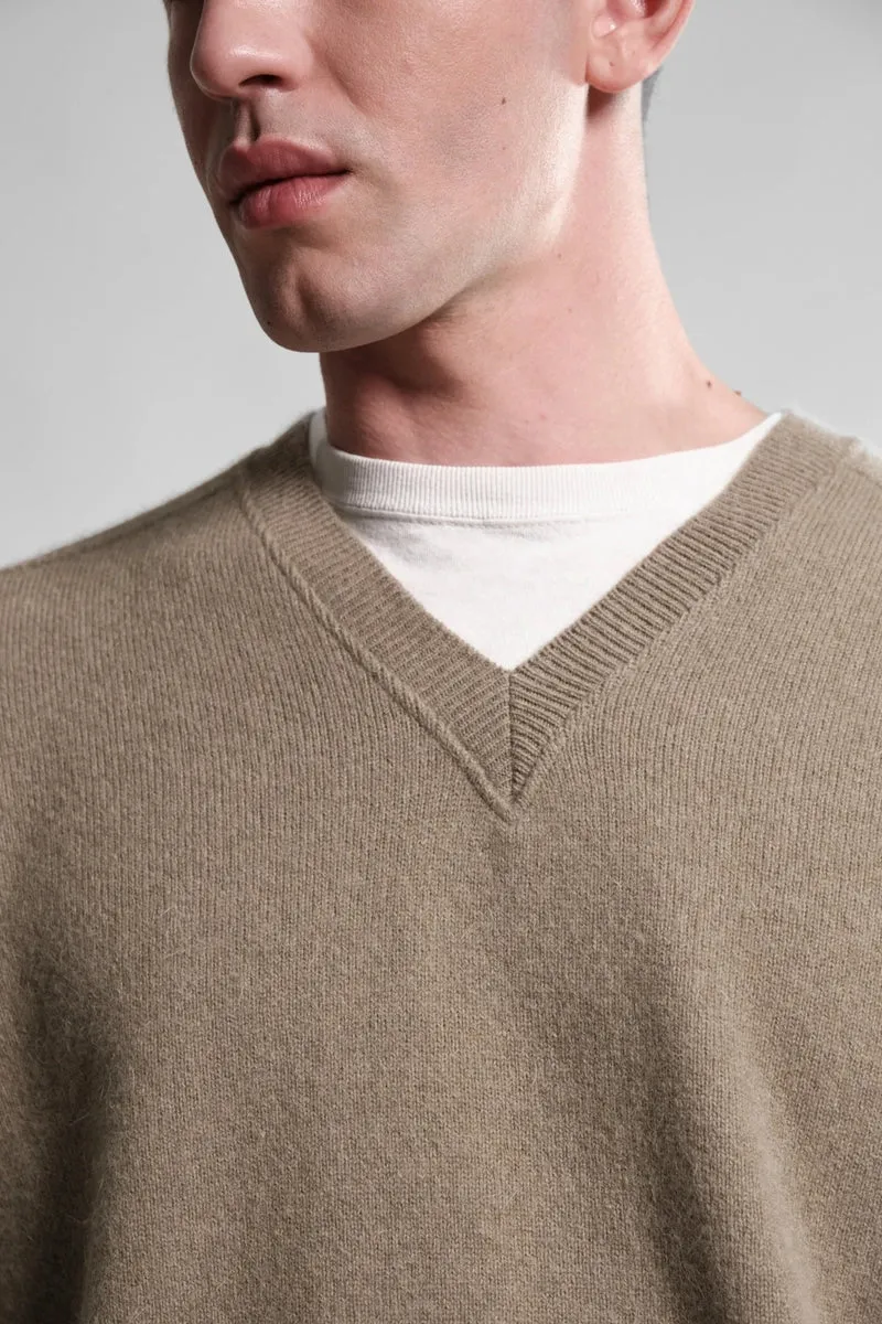 Nitto Knitwear PULL COL V ARMEN KHAKI