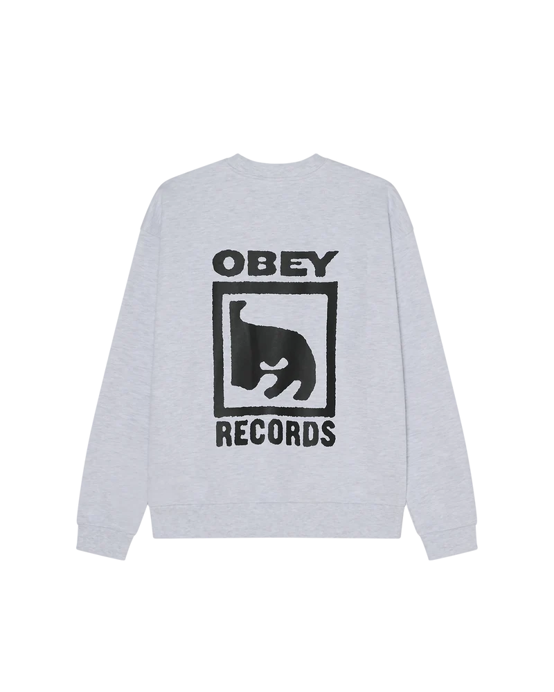 OBEY RECORDS EXTRA HEAVY CREWNECK ASH GREY