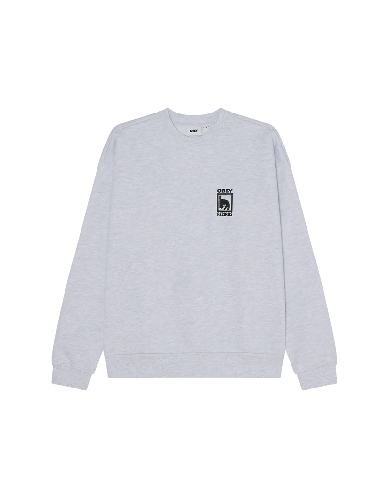 OBEY RECORDS EXTRA HEAVY CREWNECK ASH GREY