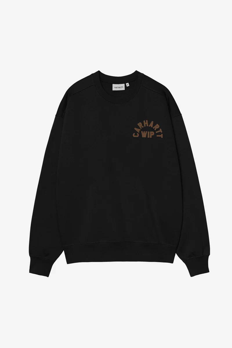 Carhartt Wip ARCH SCRIPT SWEAT Black / Hamilton Brown stone washed