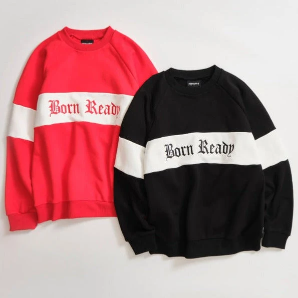 REBELLIOUS BEHAVIOR BORN READY CREW NECK SWEATER (BLACK)