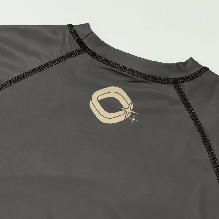 REBELLIOUS BEHAVIOR ARE YOU READY? HALF RASH GUARD (BROWN)