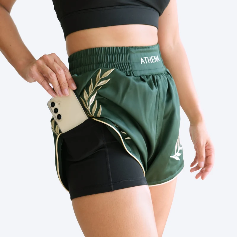 ATHENA FIGHTWEAR ATHENA MUAY THAI SHORTS (DARK GREEN)