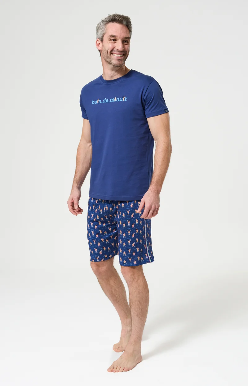 Pyjashort en jersey de coton léger - Bain de minuit